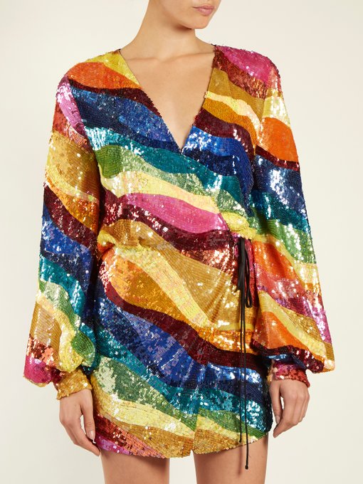 Rainbow-striped sequin dress | Attico | MATCHESFASHION.COM UK