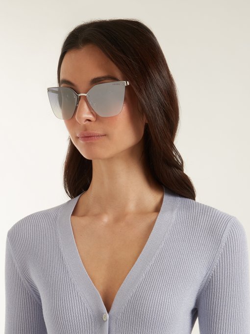 Prada Eyewear Mirrored cat-eye metal sunglasses