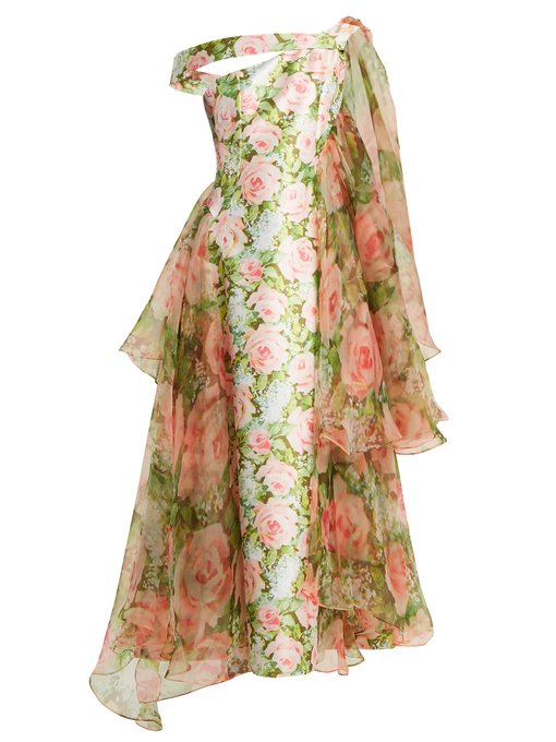 Off-the-shoulder floral-print duchess-satin dress | Richard Quinn ...