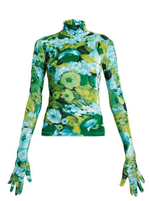 Floral-print high-neck velvet top | Richard Quinn | MATCHESFASHION UK