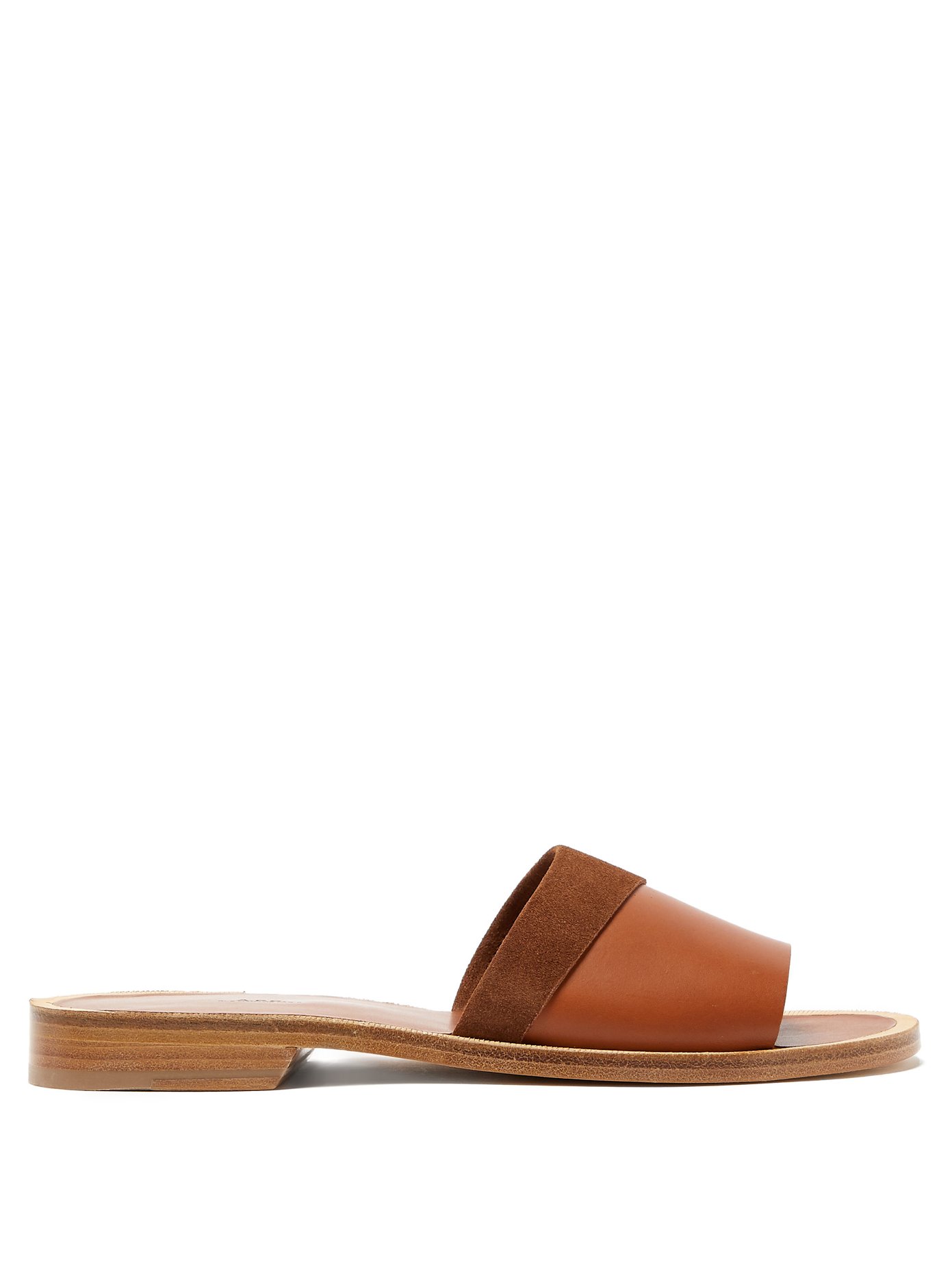 Kenza leather and suede slides | A.P.C 