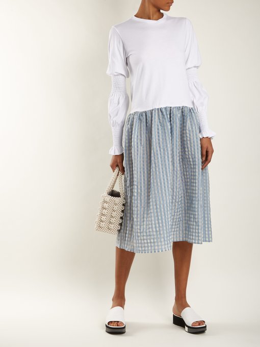 Juniper contrast gingham and cotton-jersey dress展示图