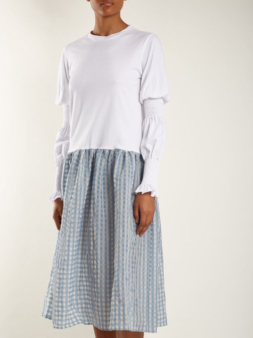 Juniper contrast gingham and cotton-jersey dress展示图