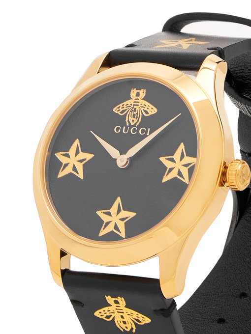 G-Timeless bee and star-print watch展示图