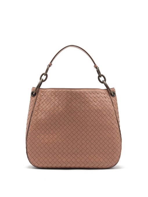 bottega veneta small loop intrecciato woven hobo bag