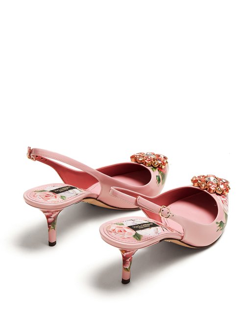 floral print kitten heel shoes