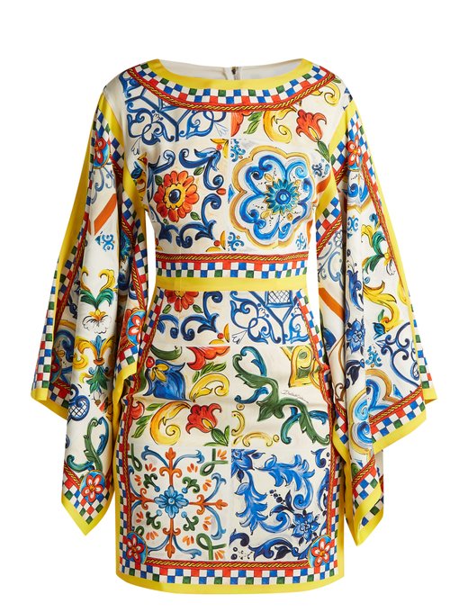 Dolce & Gabbana Majolica-print Silk-blend Charmeuse Dress In ...