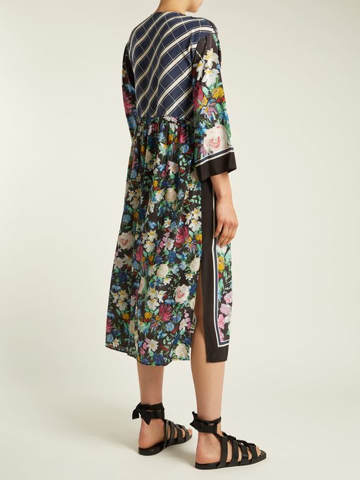 Smalto floral-print silk dress展示图