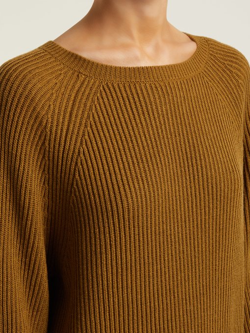 Boat-neck cotton and wool-blend sweater展示图
