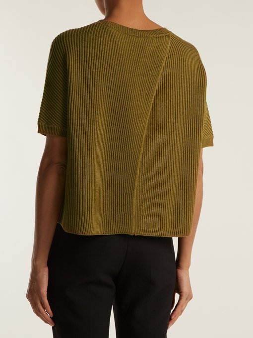 Crossed-back cotton and wool-blend sweater | Weekend Max Mara ...