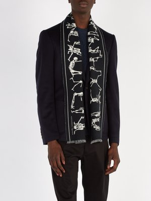 Alexander McQueen Skeleton-intarsia Wool Sweater in Black 