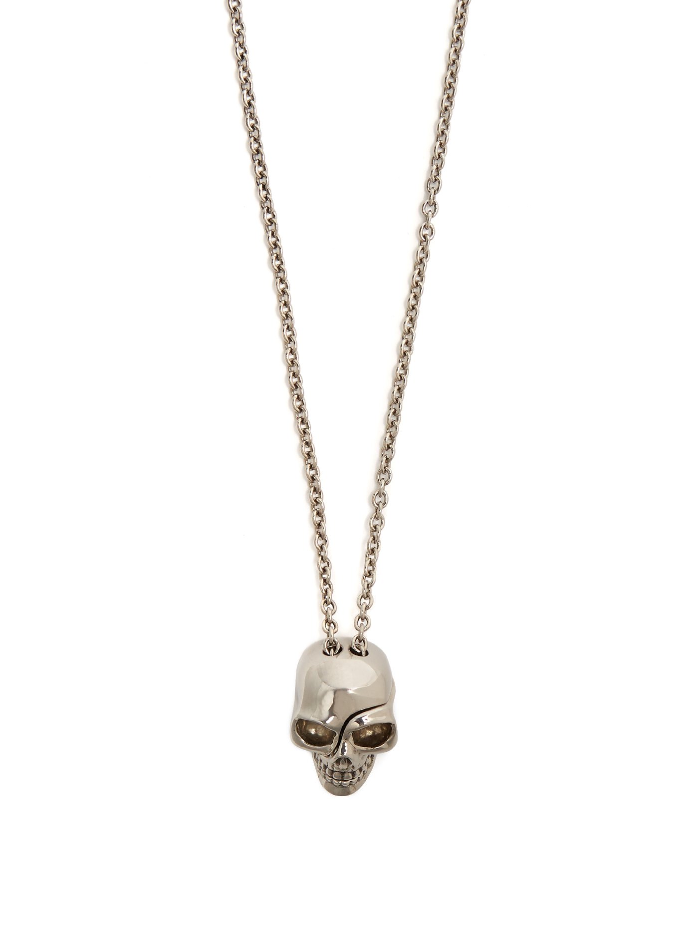 alexander mcqueen divided skull necklace