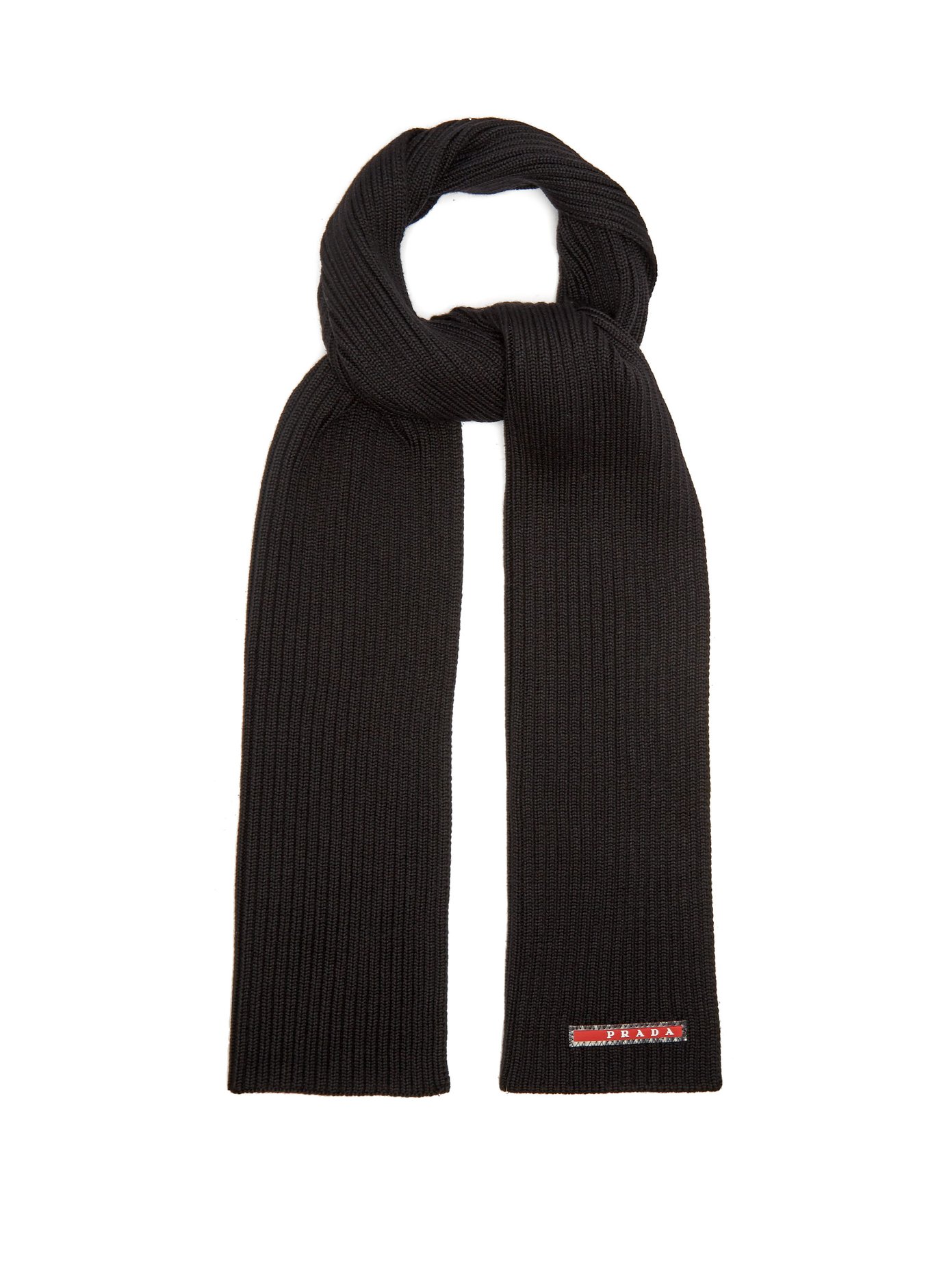 Ribbed-knit wool scarf | Prada 