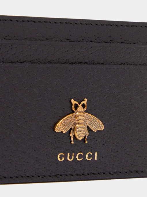 Bee-embellished leather cardholder 