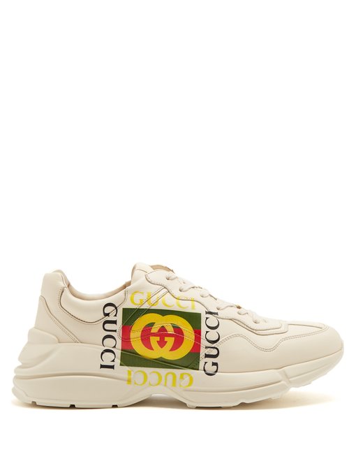 GUCCI RHYTON LOGO-PRINT LOW-TOP LEATHER TRAINERS, WHITE | ModeSens