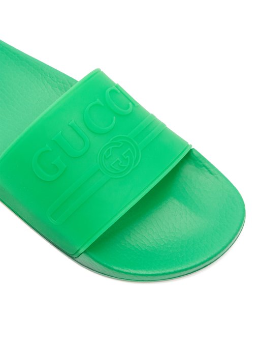 green gucci flip flops