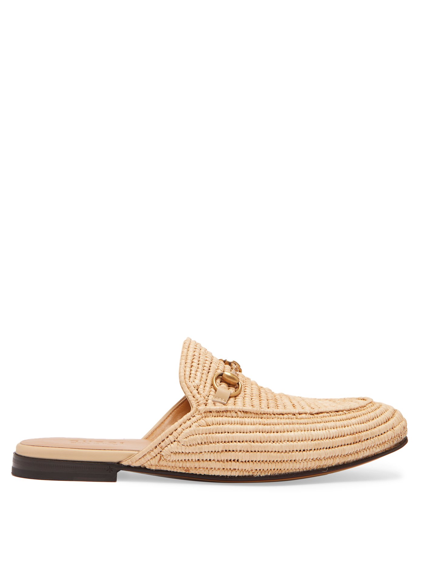 King woven-straw backless loafers 