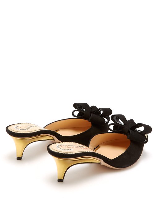 gold bow mules
