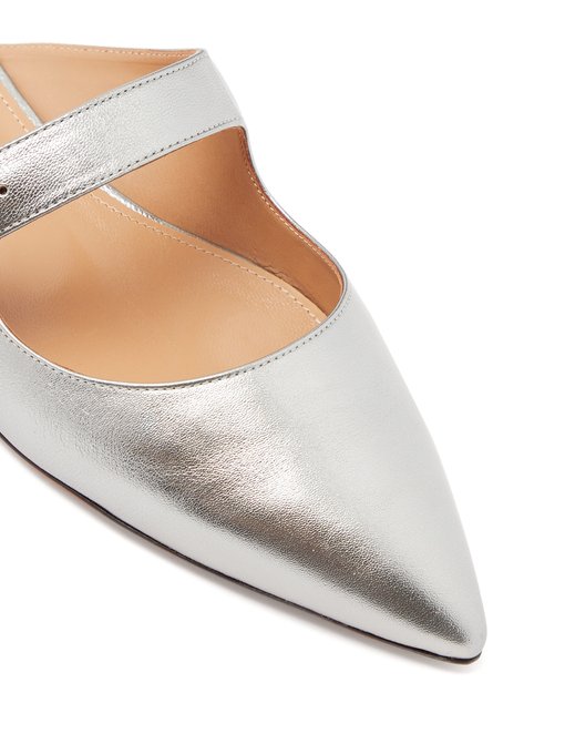 silver backless loafers