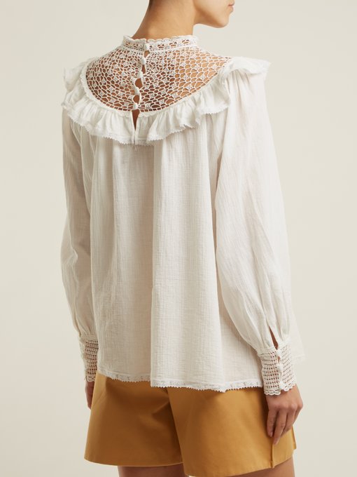 Melody crochet-detailed cotton shirt展示图