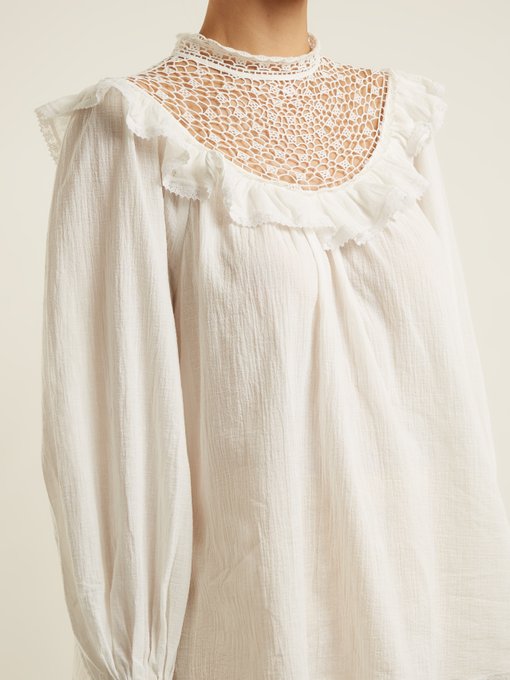 Melody crochet-detailed cotton shirt展示图