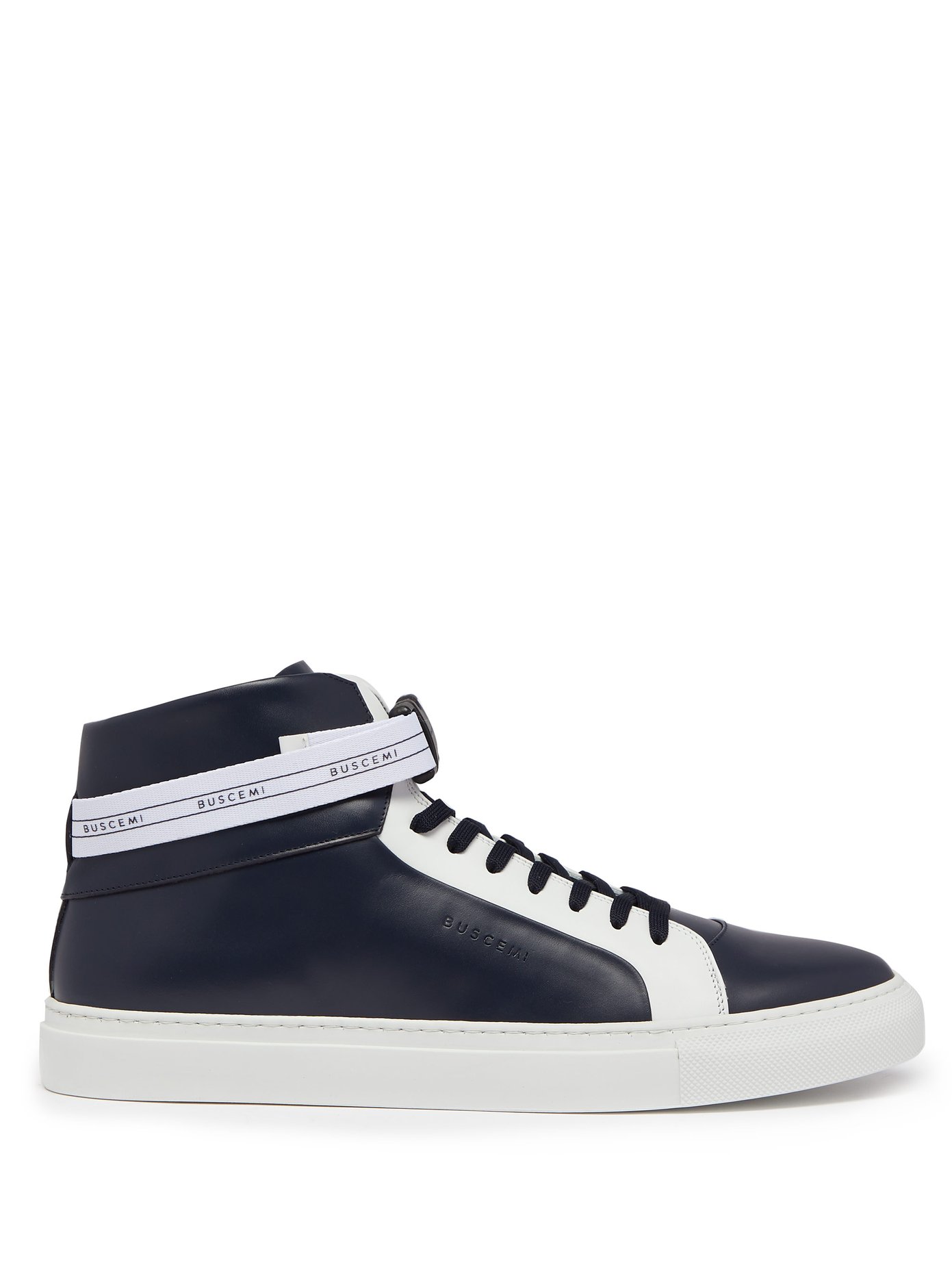 100mm Sport leather high-top trainers 