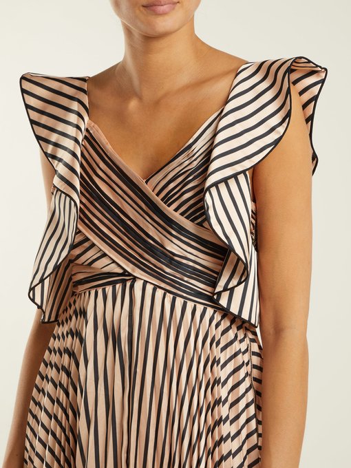 Asymmetric striped satin dress | Self-Portrait | MATCHESFASHION US