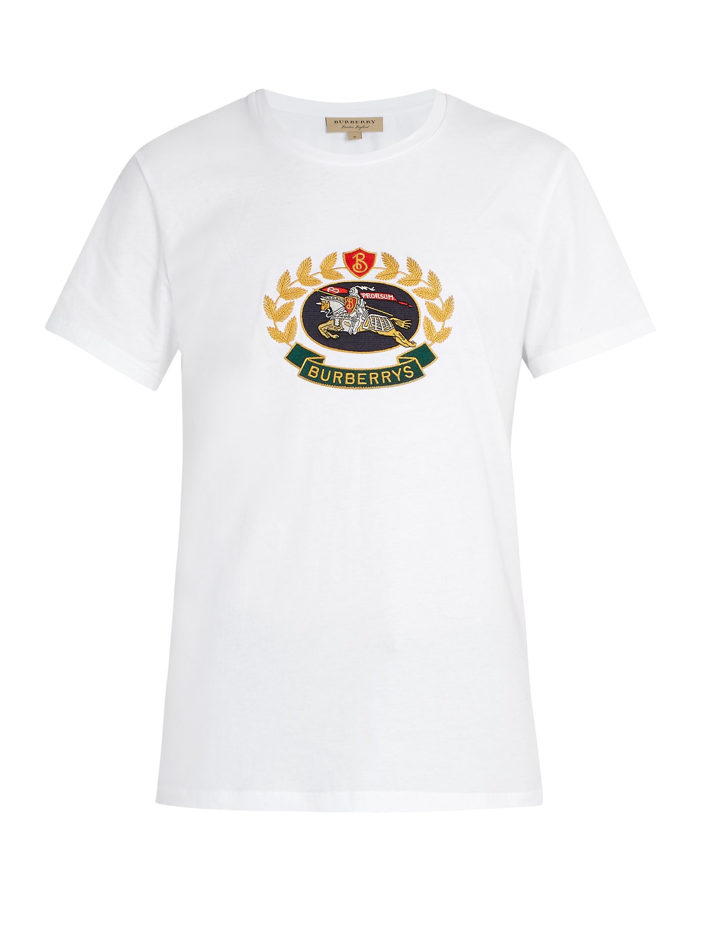 Crest-embroidered cotton T-shirt 