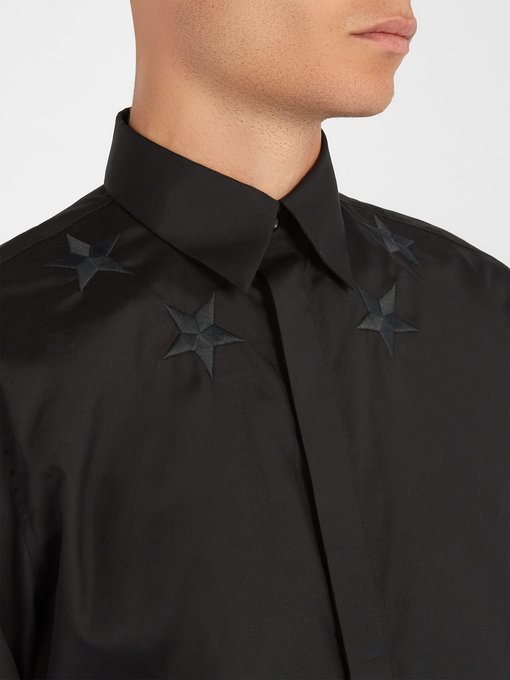 Star-embroidered poplin shirt 