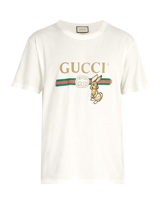 Vintage logo T-shirt with bunny appliqué | Gucci | MATCHESFASHION AU