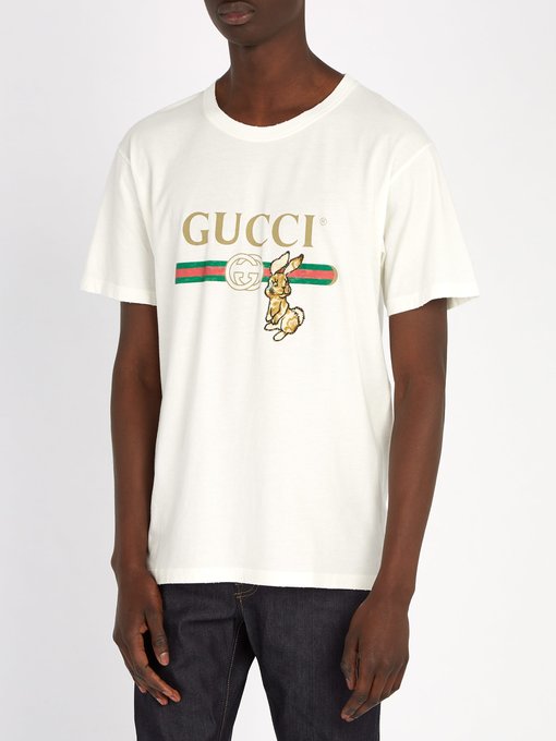 Vintage logo T-shirt with bunny appliqué | Gucci | MATCHESFASHION AU