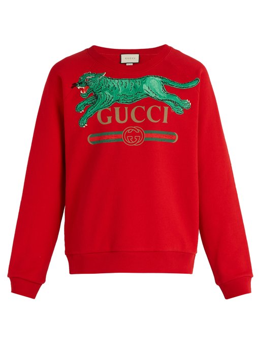 gucci cotton sweatshirt with tigers