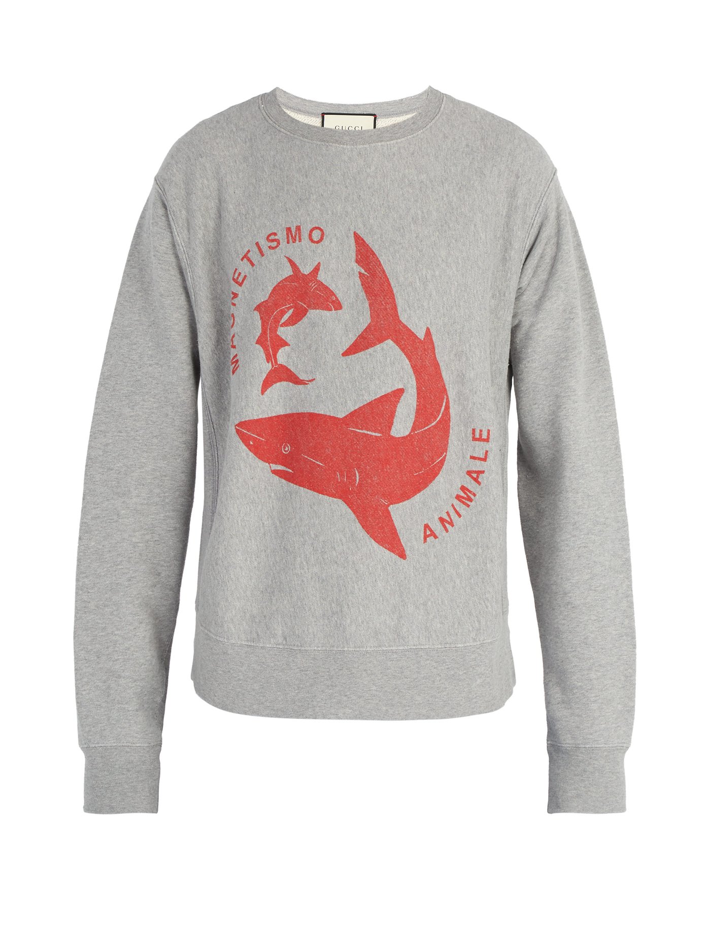 Shark-print cotton sweatshirt | Gucci 