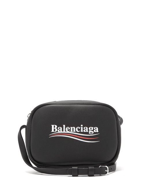 BALENCIAGA Calfskin Logo Strap S Everyday Camera Bag Black 1139739