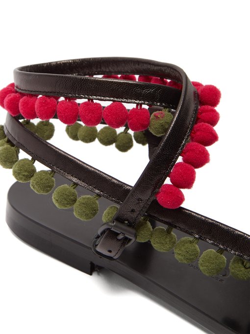 Androna pompom-embellished leather sandals展示图