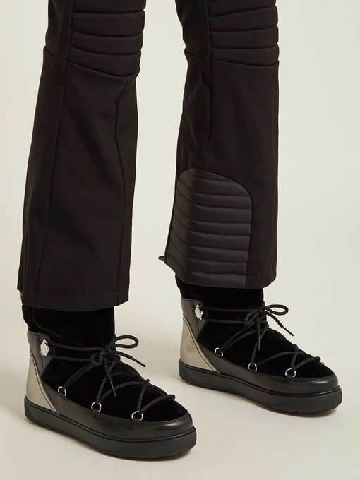 Stephanie velvet and leather snow boots 