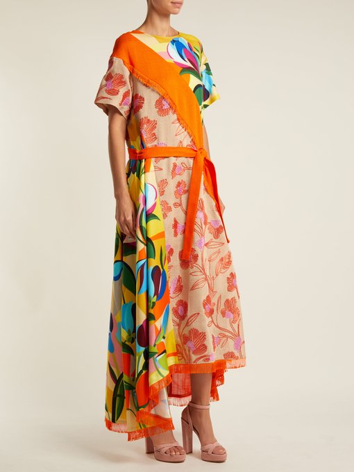 Rosa floral print and embroidered twill dress展示图