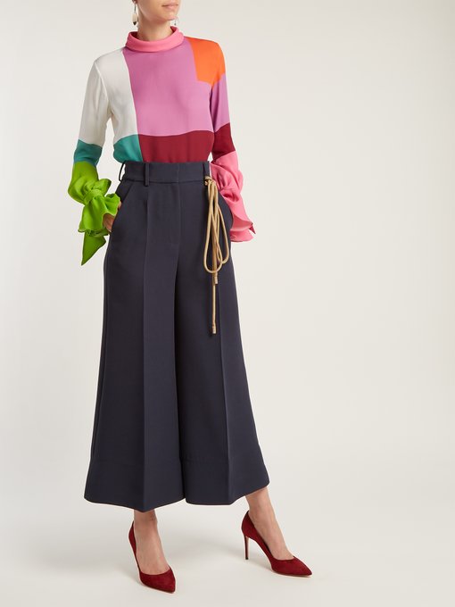 Freda colour-block crepe blouse展示图