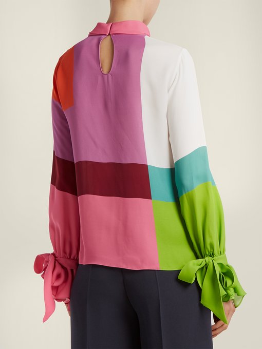 Freda colour-block crepe blouse展示图