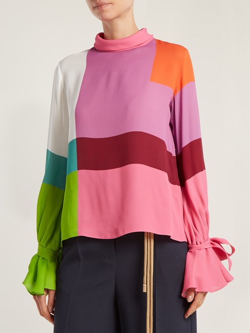 Freda colour-block crepe blouse展示图