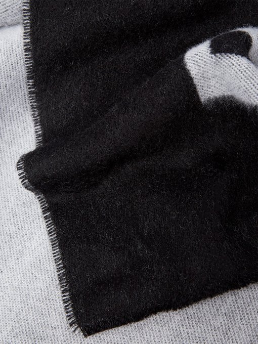 Balenciaga Ladies Black And White Logo Jacquard Wool Scarf | ModeSens