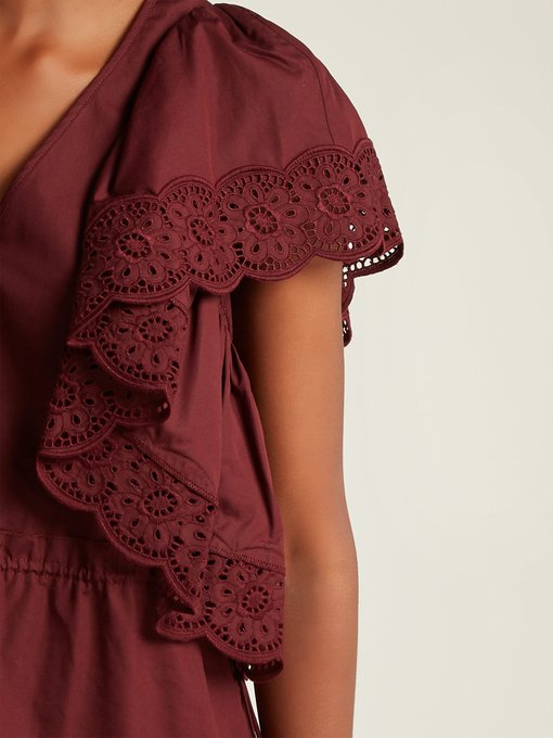 Embroidered sleeve Poplin day dress展示图