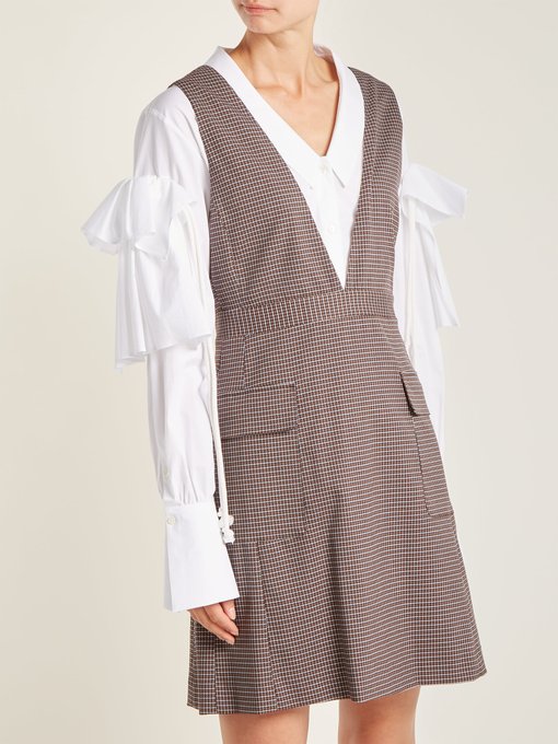 Checked crepe pinafore dress展示图