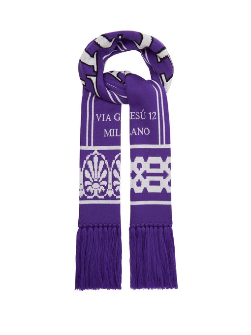 versace logo wool scarf