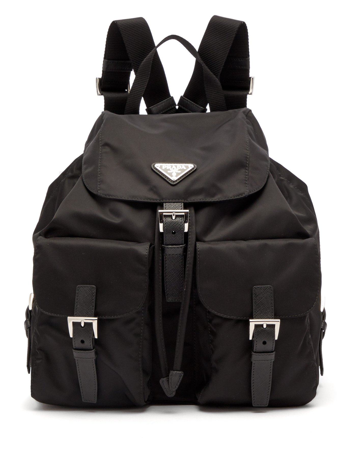 Classic leather-trimmed nylon backpack 