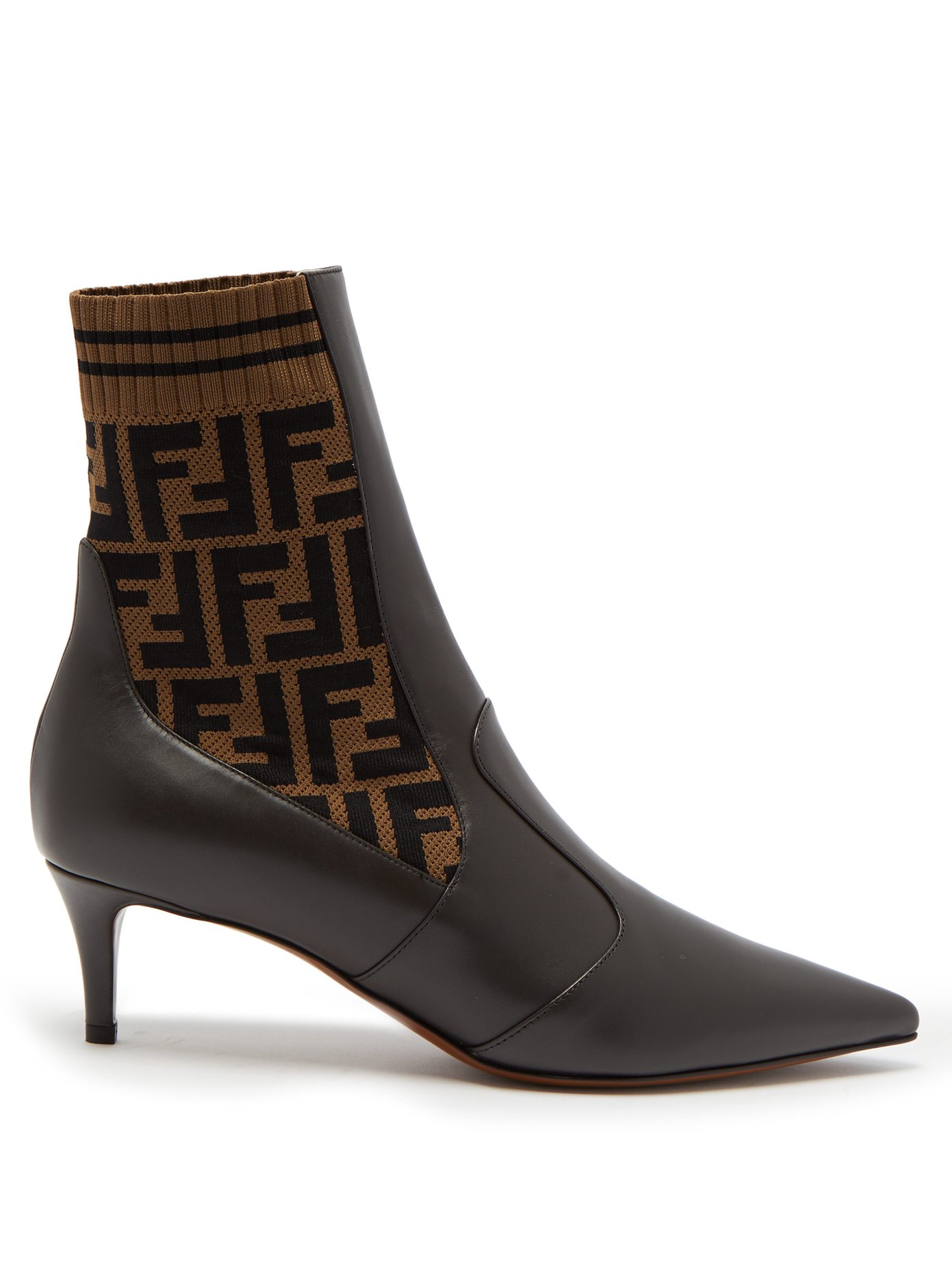 Point-toe leather sock boots | Fendi 