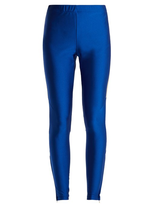 Gucci Contrast-stripe Stretch-jersey Leggings In Electric-blue