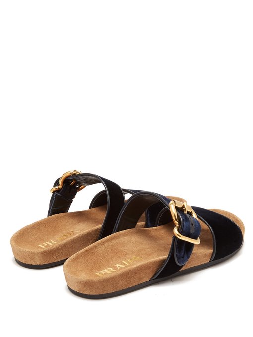 prada double strap velvet sandals
