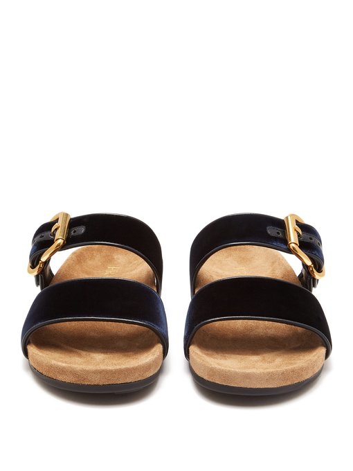 Double-strap velvet sandals | Prada 
