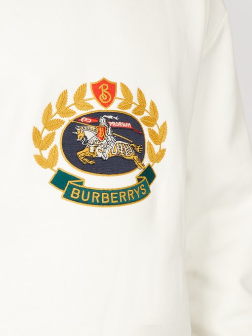 burberry embroidered crest jersey sweatshirt